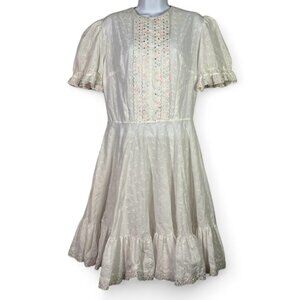 Vintage Kate Schorer Originals Cotton Eyelet Midi Dress